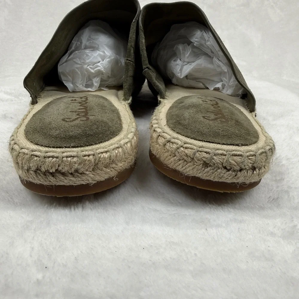 Splendid Green Suede Espadrille Slide‎ Sandals Jute Whipstitch Estimated 9